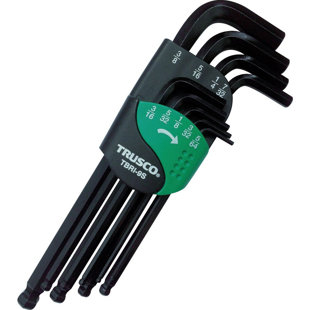 TRUSCO TBRI-9S Ball Point Hex Wrench Set, Set of 9 (Inch Type)
