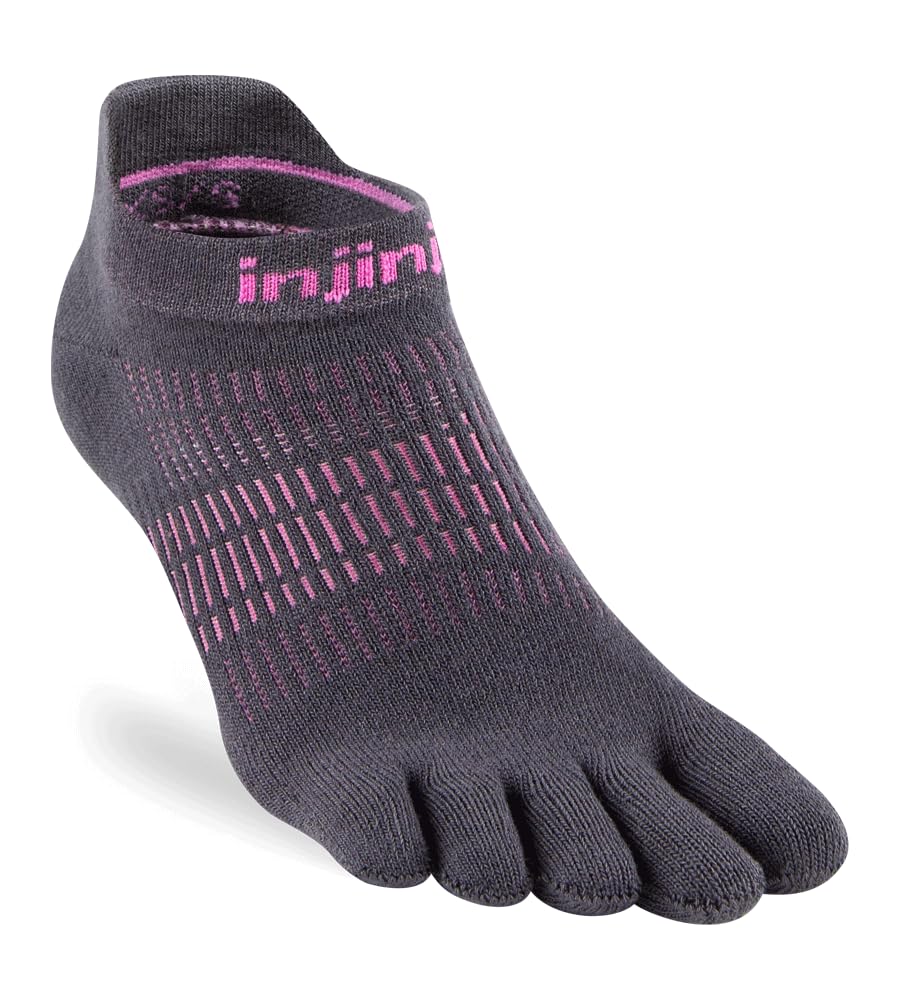 Injinji Women's Run Lightweight No-Show Toe Socks (X-Small/Small, Charcoal)