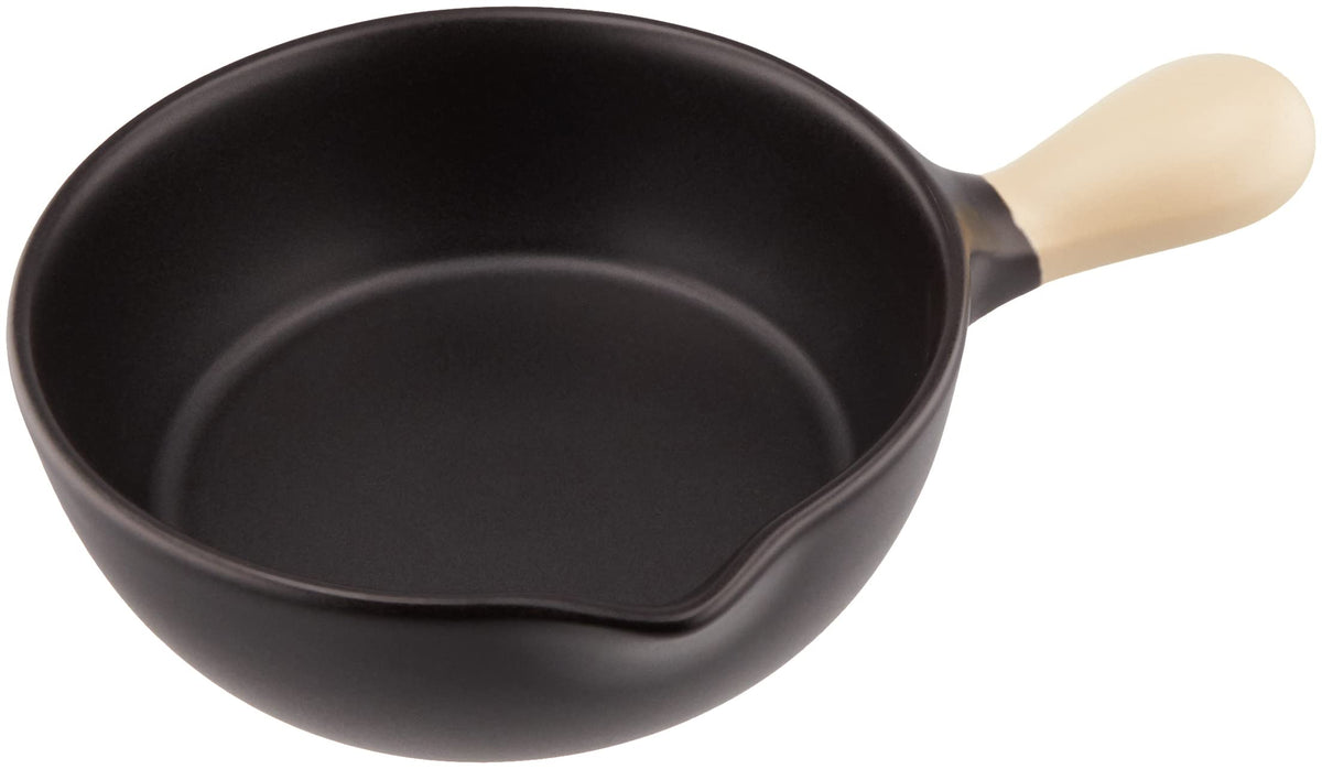 Banko Ware 16734 Bi-Color Sauce Pan, Frying Pan, Direct Fire, Oven Safe, Diameter Approx. 6.3 inches (16 cm), Black/Ivory, Tableware, Ceramic, Microwave Safe, Made in Japan