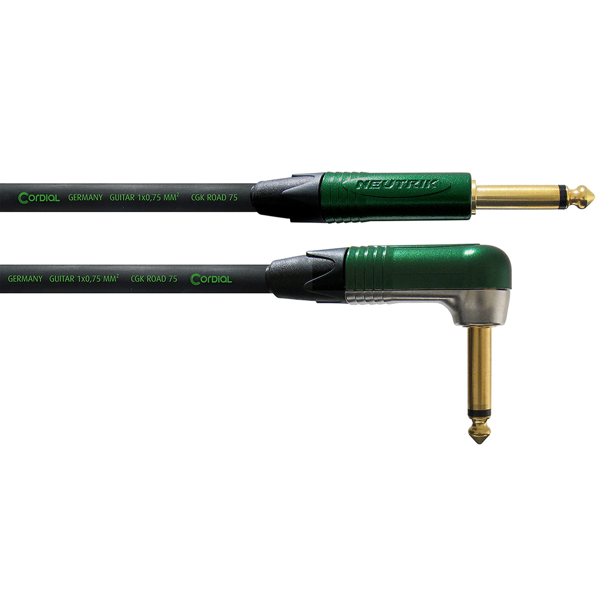 Cordial CRI 9 PR Cable for Musical Instruments/Guitars (Jack 6.3 mm Mono Gold/Angled Jack 6.3 mm Mono Gold Length 9 m)