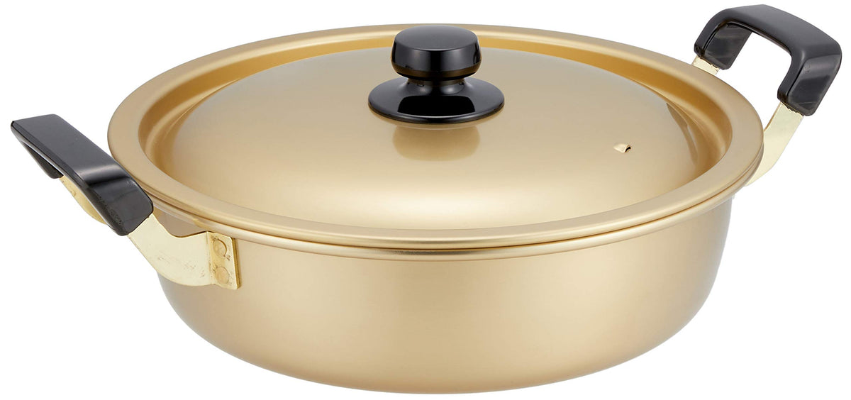 Hokuriku Aluminum Shallow Pot 10.2 inches (26 cm), For Gas Fire, Lightweight, Pure Citric Acid, Flavor, Made in Japan