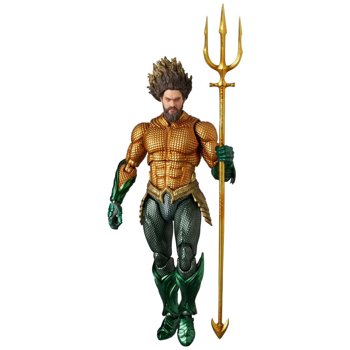 Medicom Toy MAFEX No. 267 Aquaman and The Lost Kingdom Aquaman (Gold & Green Suit), Total Height Approx. 6.3 inches (160 mm), Non-Scale, Painted Action Figure