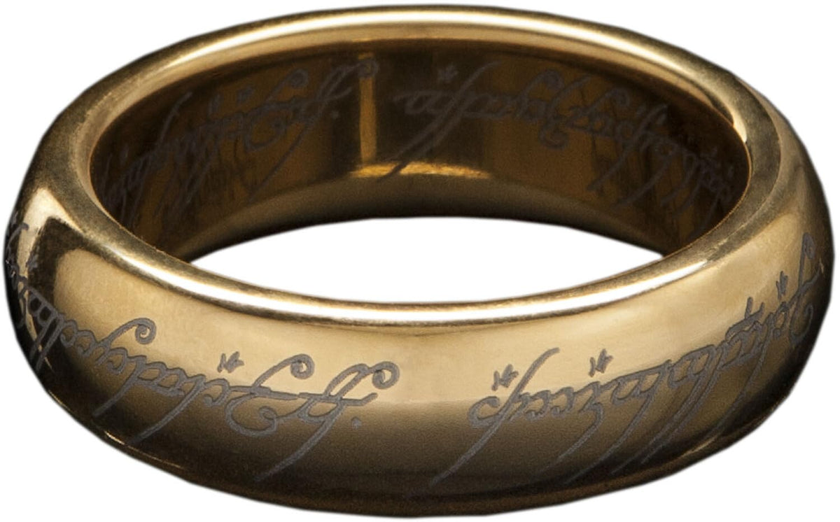 Weta Workshop - Lord of The Rings - LOTR™ The One Ring™ (Gold Plated Tungsten with Elvish Runes), Size 9