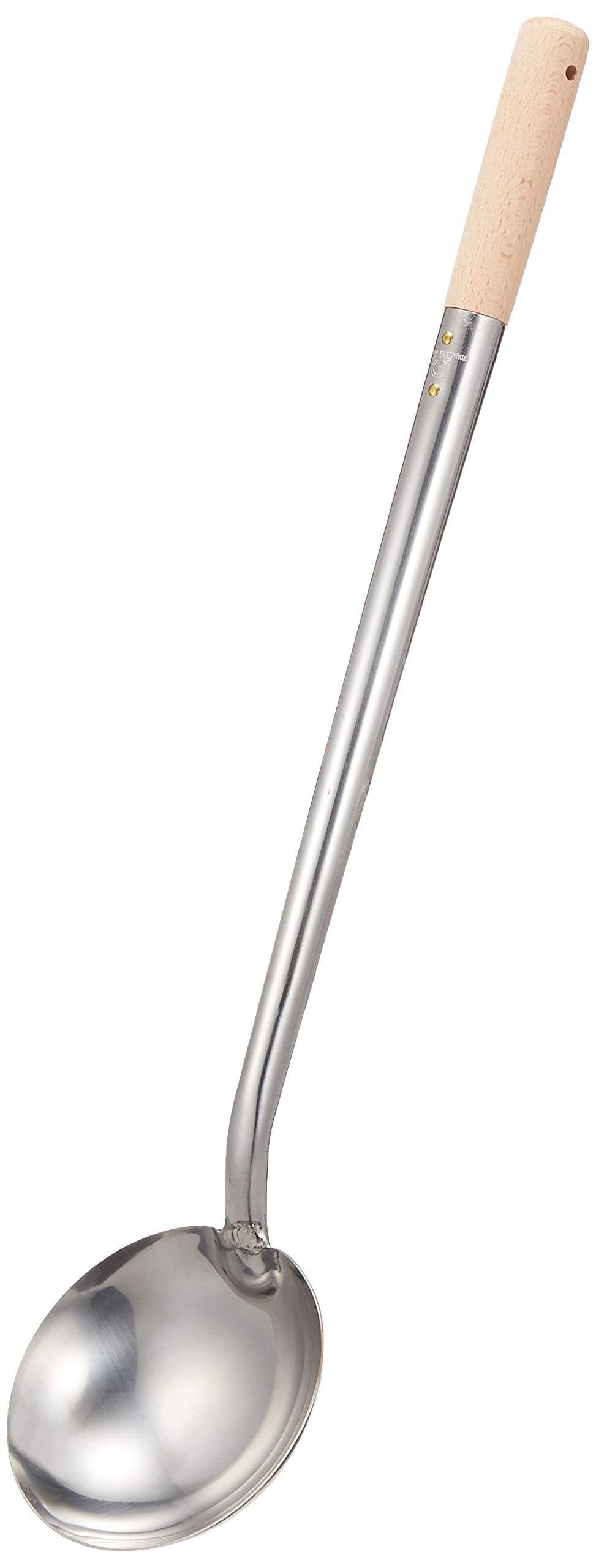 Endoshoji ATY11003 Professional Chinese Ladle, Small, Main Unit, 18-0 Stainless Steel, Handle Beech, Made in Japan