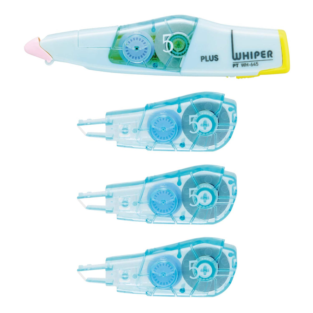 Plus Correction Tape, Whiter PT, Main Unit, 0.2 inch (5 mm), 1 Piece, Replacement Tape, 0.2 inch (5 mm), Set of 3, Pale Blue