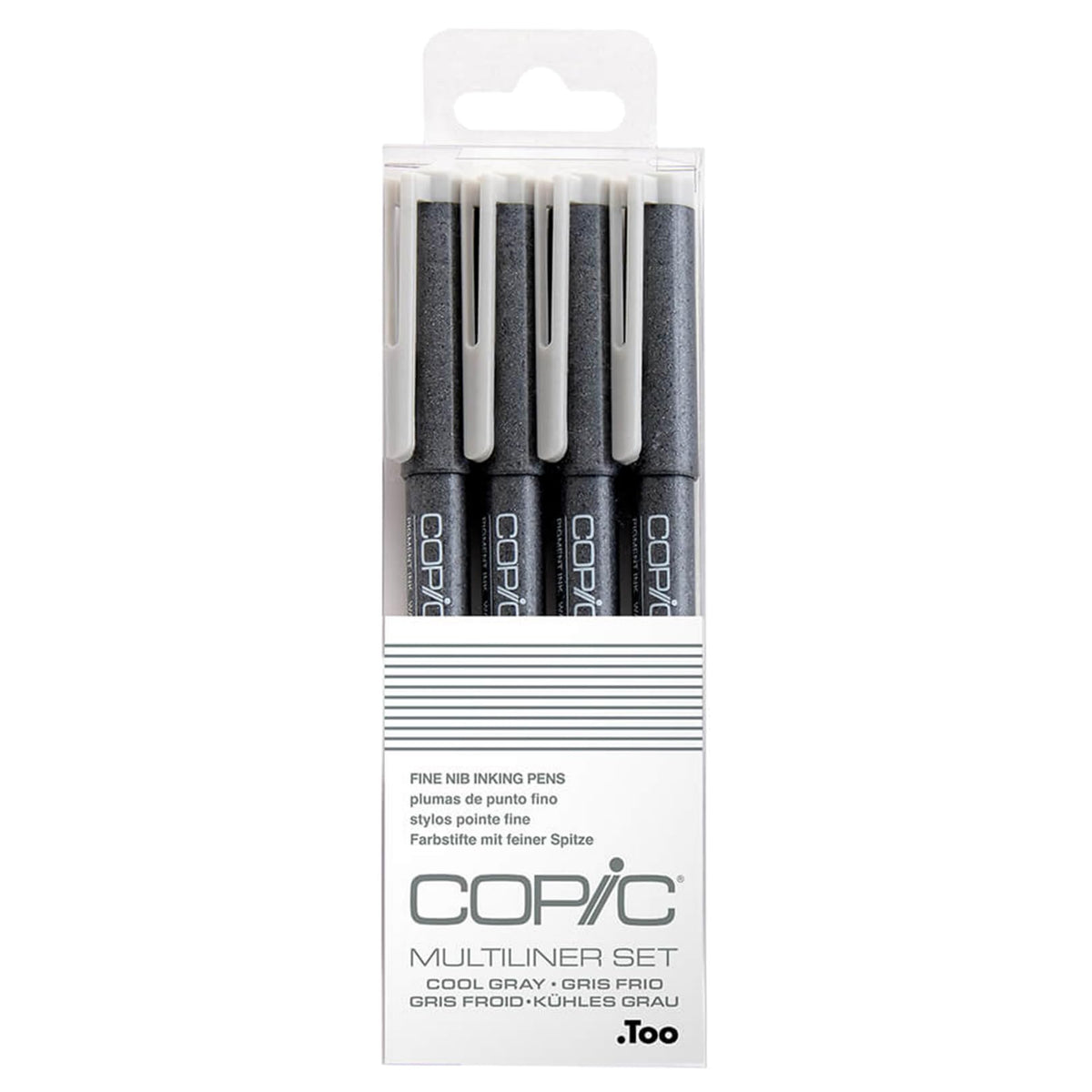 Copic Markers Multiliner Gray Pigment Based Ink, 4-Piece Set