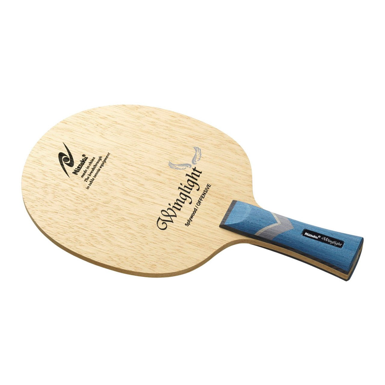Nitaku NE-6166 Table Tennis Racket, Wing Light, Shakehand for Attacks, 5-Piece Plywood, Flared
