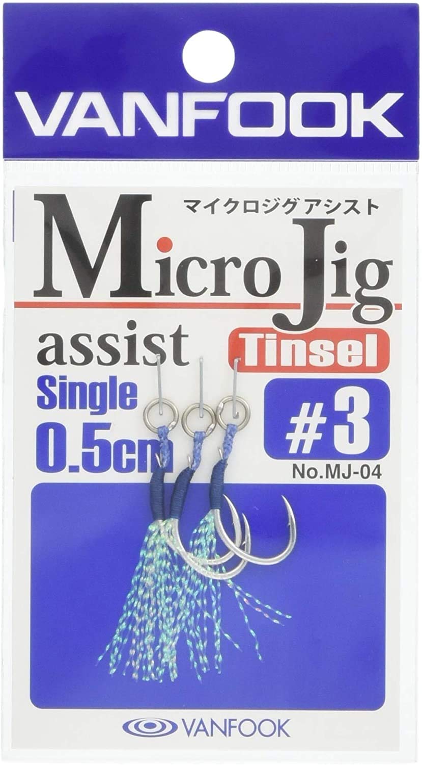 VANFOOK MJ-04 Micro Jig, Assist Single, 0.2 inches (0.5 cm), Tinsel #3