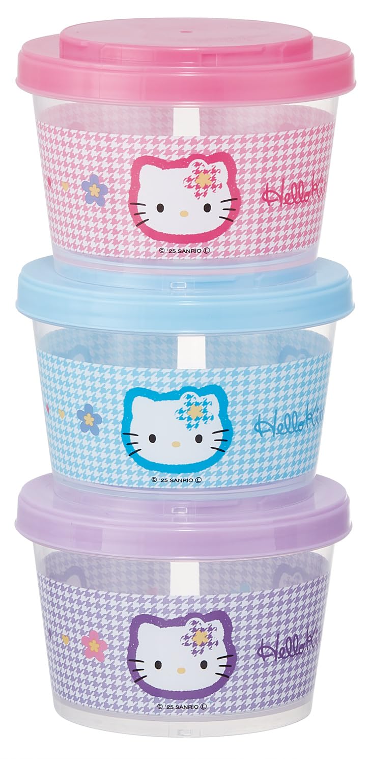 Skater SIJ3-A Sanrio Hello Kitty Khaohana Storage Container, Set of 3, 8.5 fl oz (240 ml), Side Dish, Made in Japan