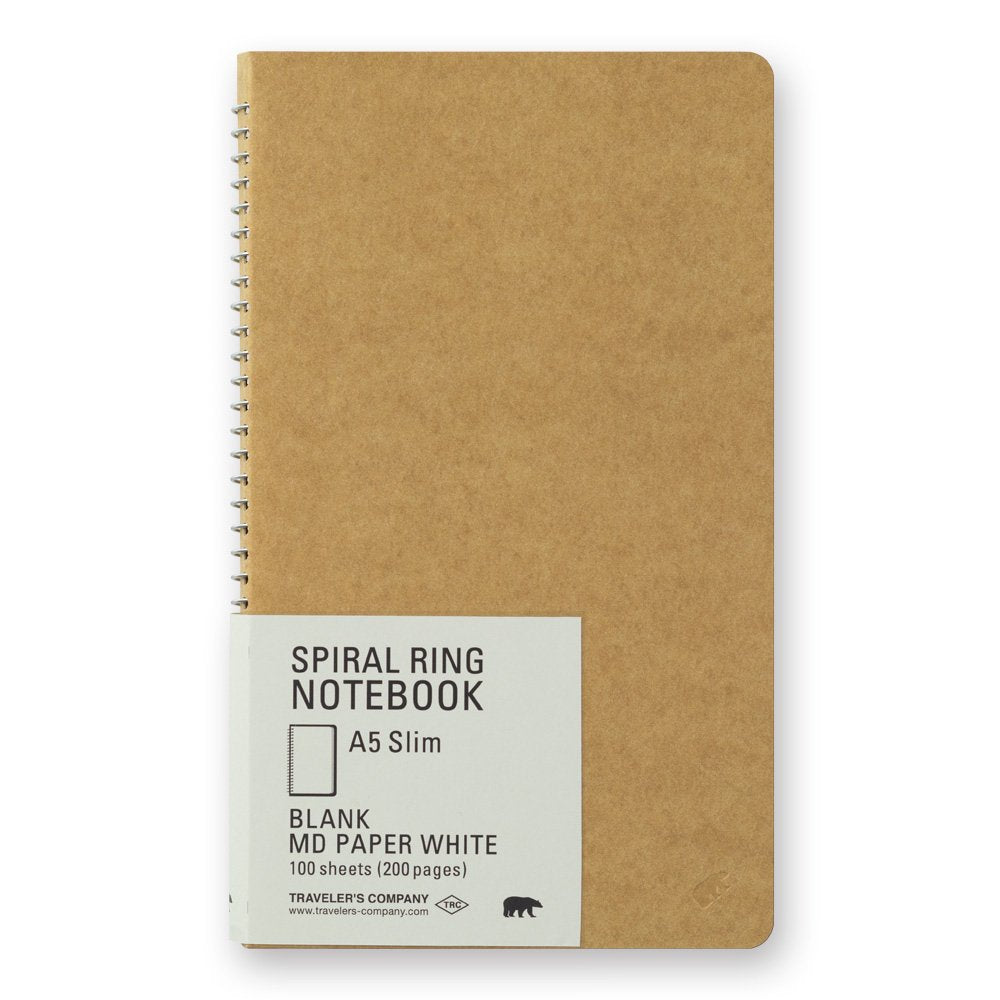 Travelers 15245006 Notebook Spiral Ring, A5 Slim, Unruled, MD White, Polar Bear, 2 Pack