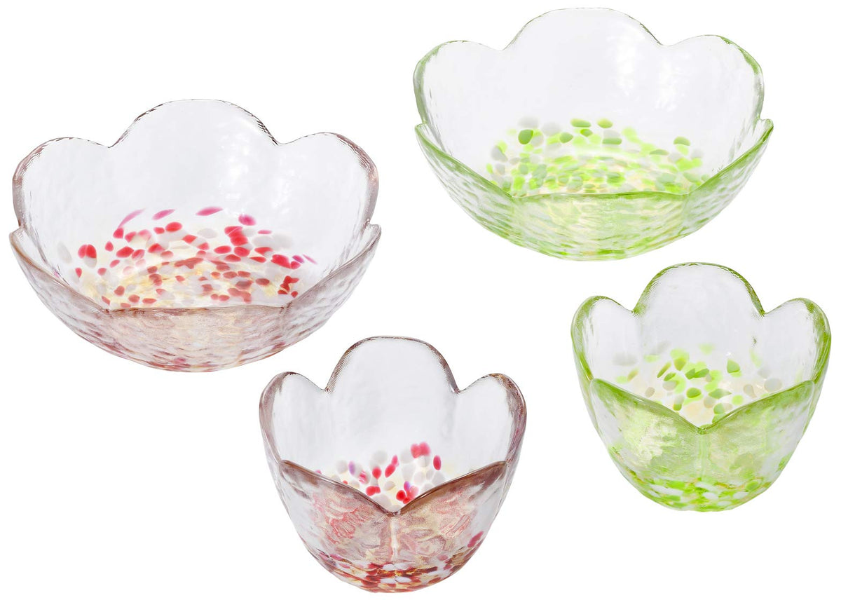 Aderia FS-71596 Tsugaru Vidro Glass Tableware, 4-Piece Set, Tsugaru Natural Color, Apple, Comes in a Presentation Box, Made in Japan