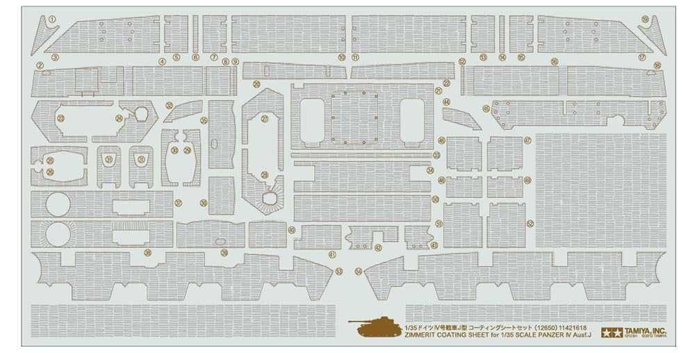 Tamiya TAM12650 1:35 Zimmerit Coating Sheet for Panzer IV Ausf J (kit)