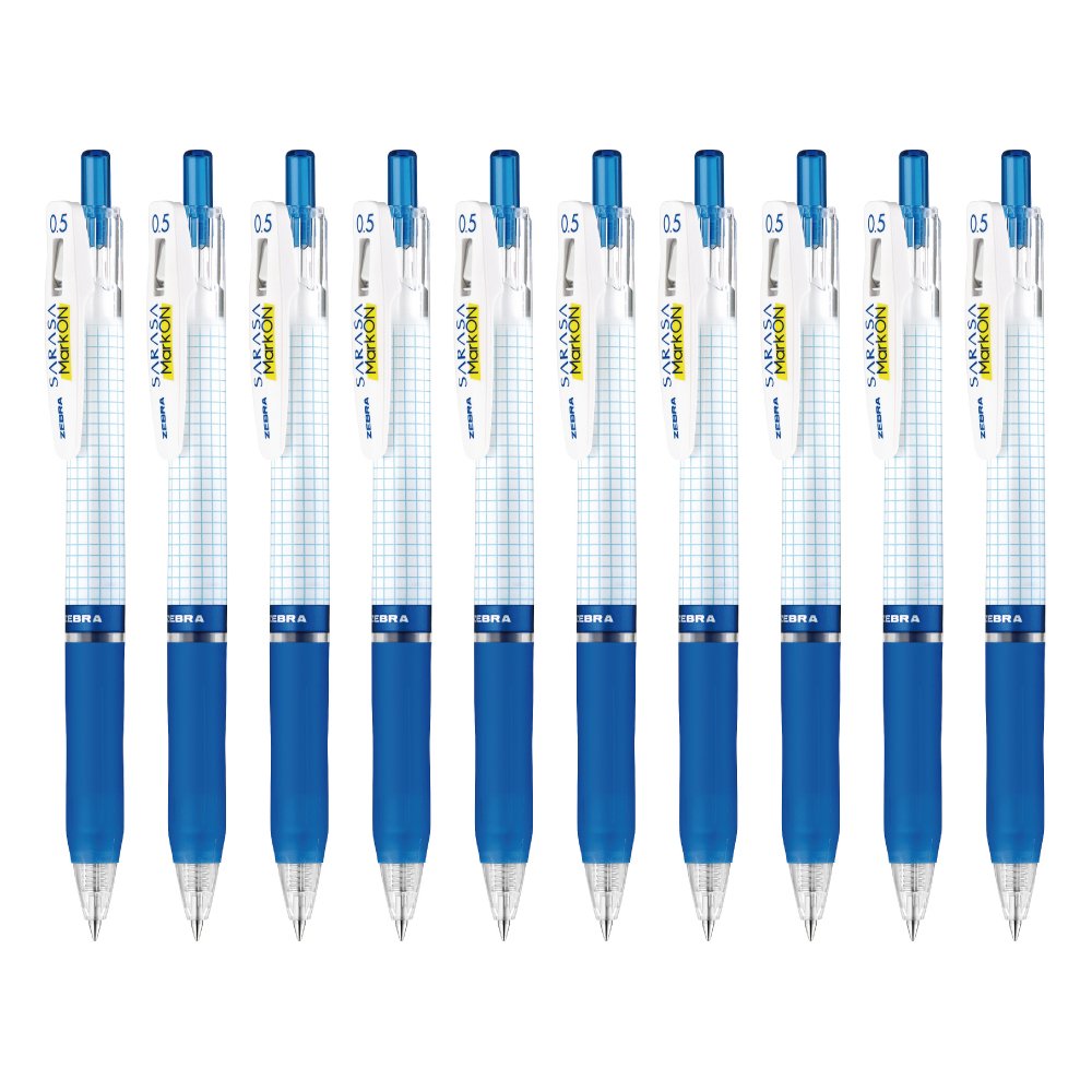 Zebra Sarasa Markon B-JJ77-BL Gel Ballpoint Pen, 0.5, Blue, 10 Pieces