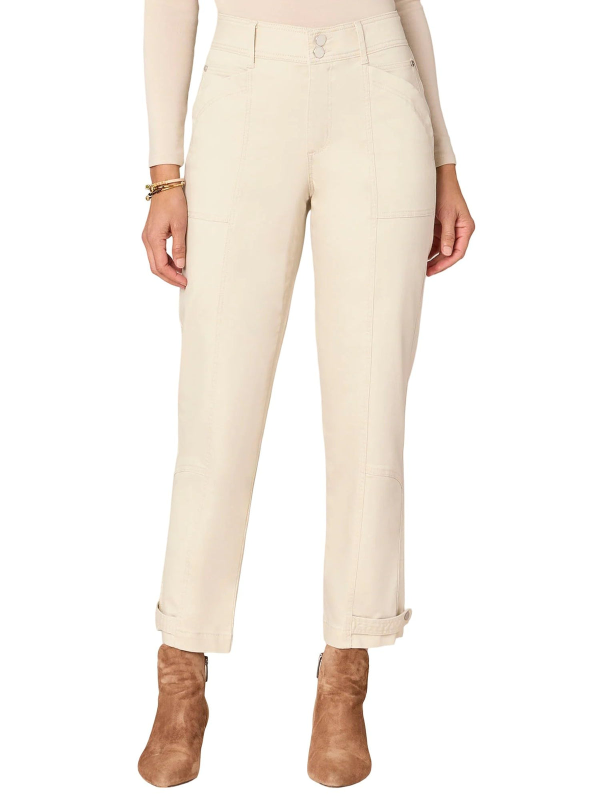 Democracy Women's Ab Solution High Rise Tapered Utility Pants (Stone, 6)