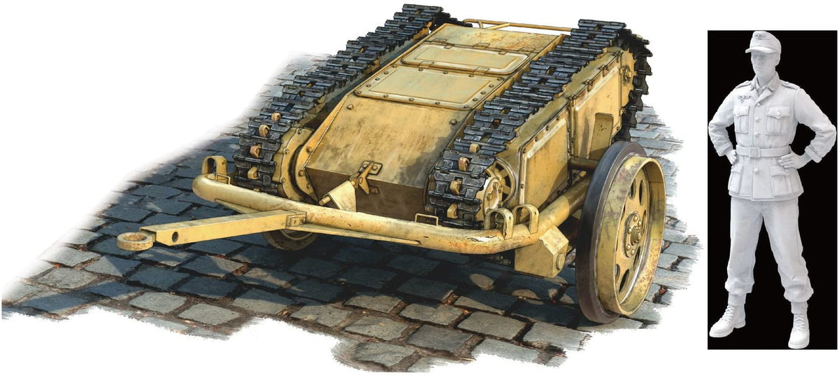 Freedom Model Kit, 1/16, German Army Sd.Kfz.302, Goliath, Light Explosive Transport Vehicle and Cart Set, Includes German Soldier Observation Figure, 1944, Plastic Model, Molded, Color