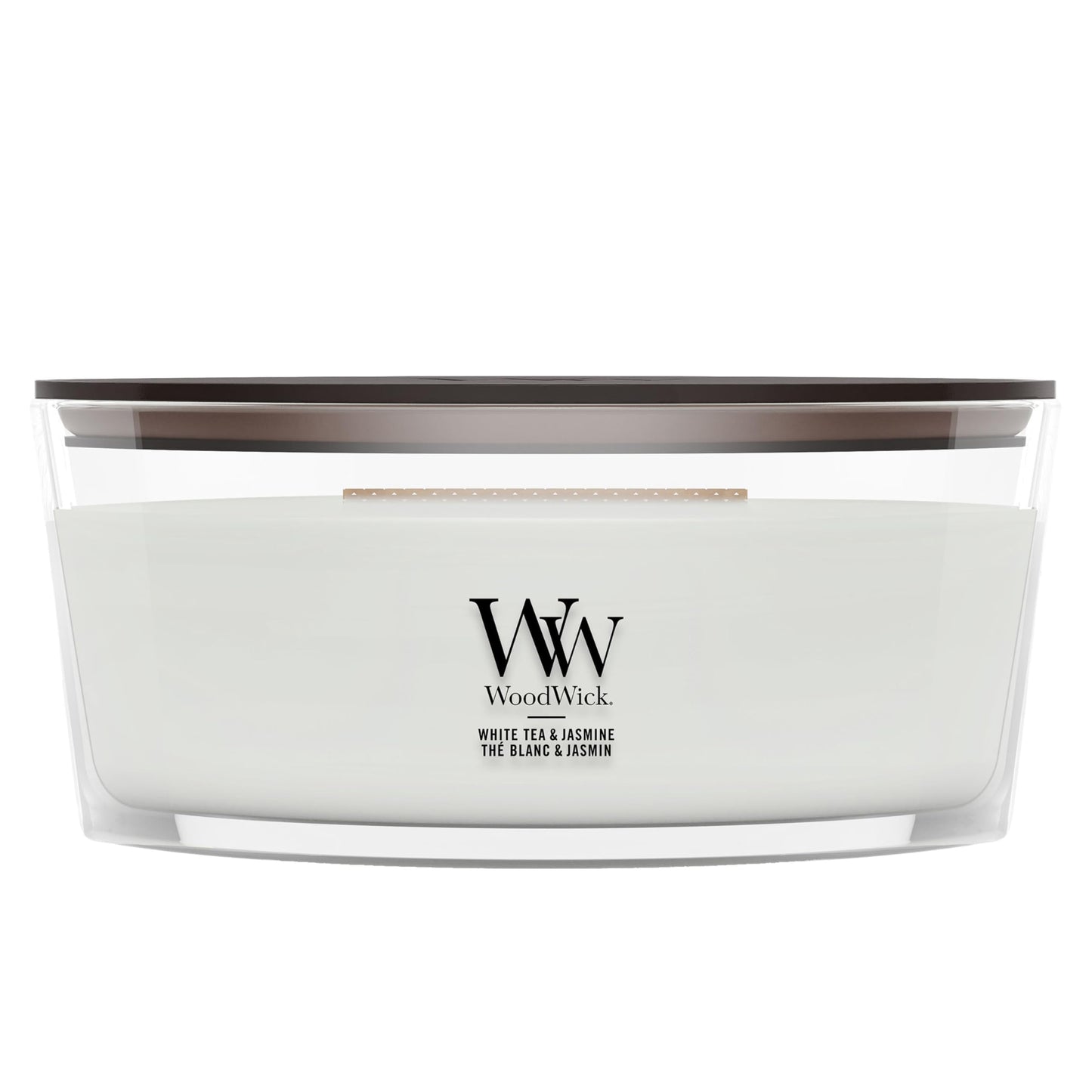 Woodwick Ellipse Scented Candle with Crackling Wick, White Tea and Jasmine