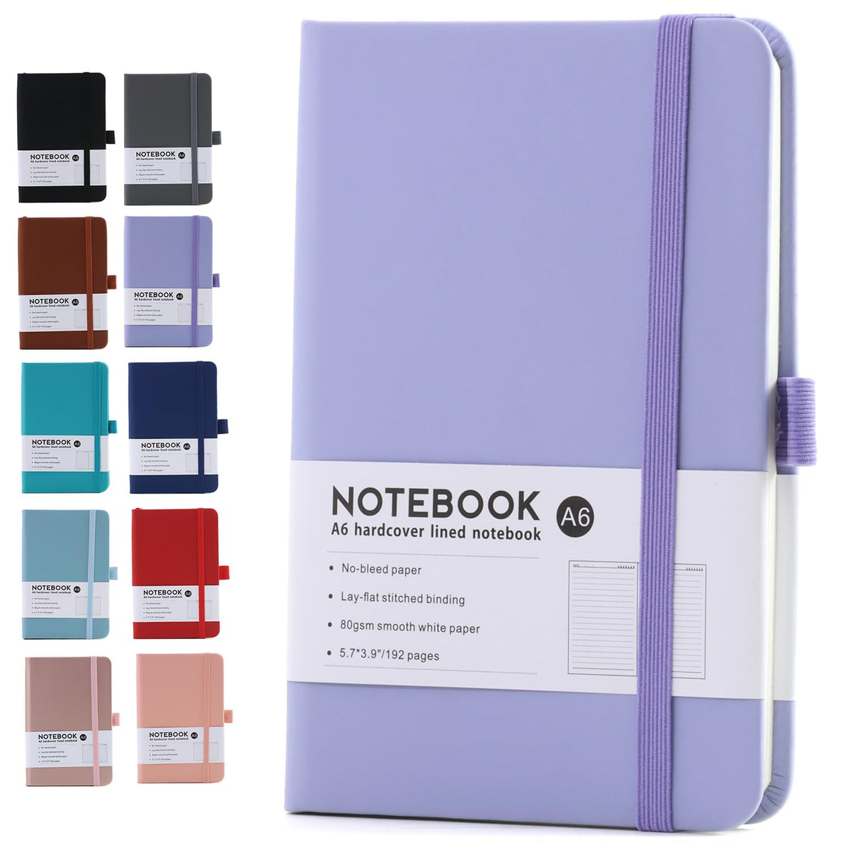 Astro 840-49 Notebook, A6 Size, Purple Cover, Pen Holder, Bookmark Strap, Elastic Band, Stylish, Cute, Compact, Study, Notes, Office, Business Negotiations, Meetings, Business Trips,