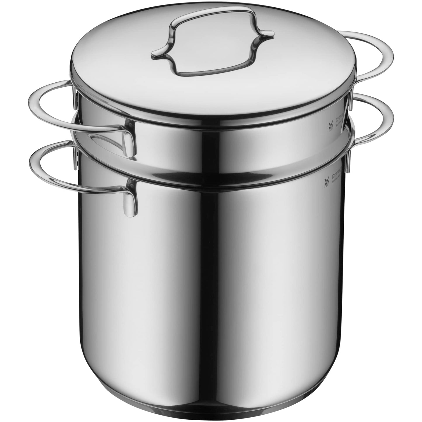 WMF Pasta Pot 2-Pieces Ø 18 cm Approx. 3L Mini Stackable Pouring Rim Metal Lid Cromargan® Stainless Steel Brushed Suitable for All Stove Tops Including Induction Dishwasher-Safe