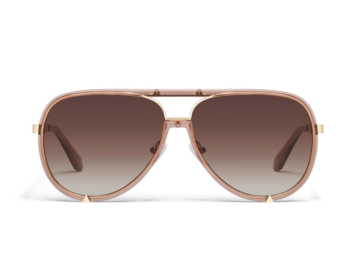 QUAY - Sunglasses for Men & Women, Round Lenses with UV Protection (High Profile, Doe/Brown)