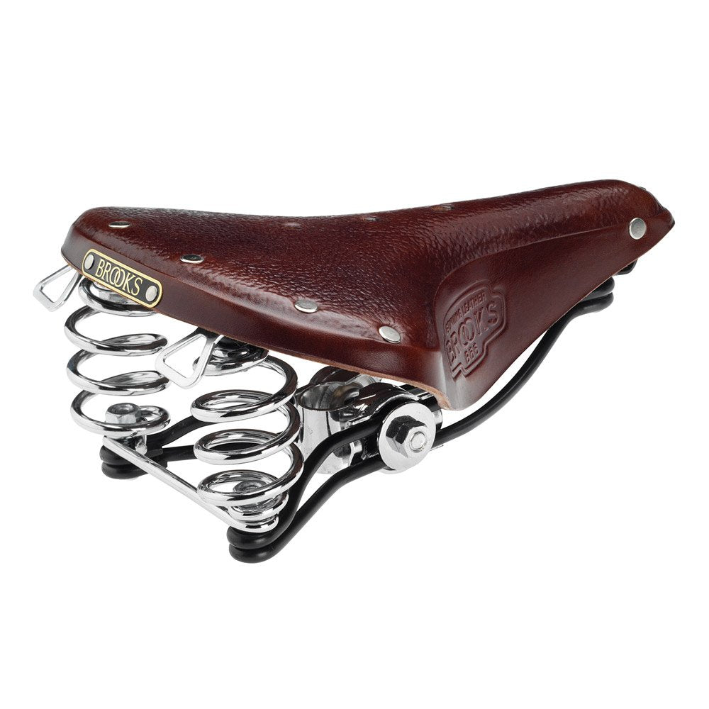 Brooks B66 Brown Leather Saddle with Spring to Cover Street Riding to Touring