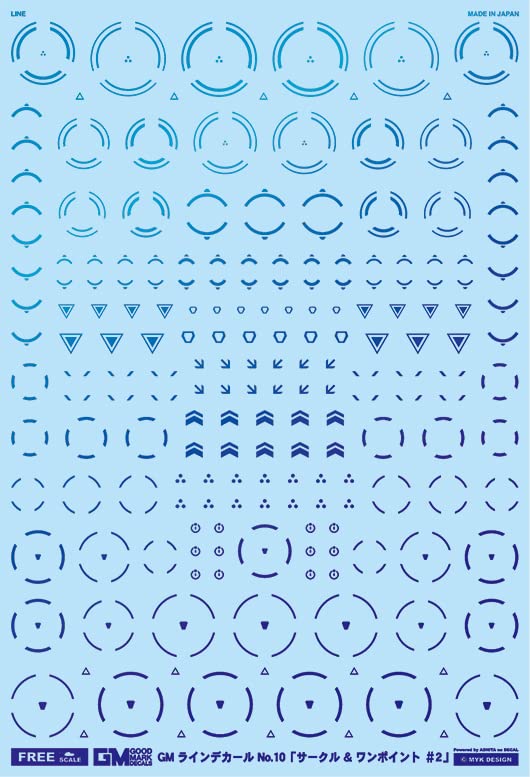Ashita Decal GM Line Decal #10 "Circle & One Point #2" Prism Blue & Neon Blue