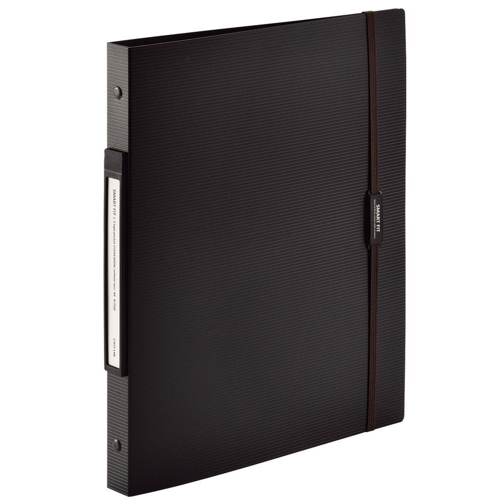 Lihit Lab N7520-24 File Clear Book, A4, 30 Holes, Interchangeable, 2 Type Pockets, Black