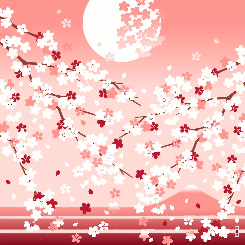 HAMAMONYO Furoshiki Wrap Cloth Cherry Blossom Scenery