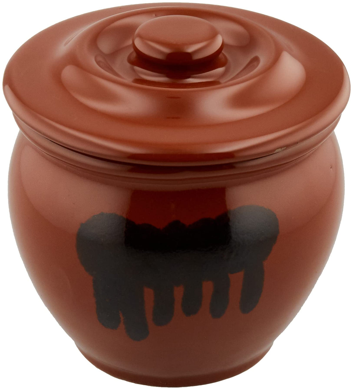 Living Pickle Container, Mini Jar, 0.9 L; Pottery, Keg Bran Pickled Plum Pickle, Storage Container, Round Shape, Brown