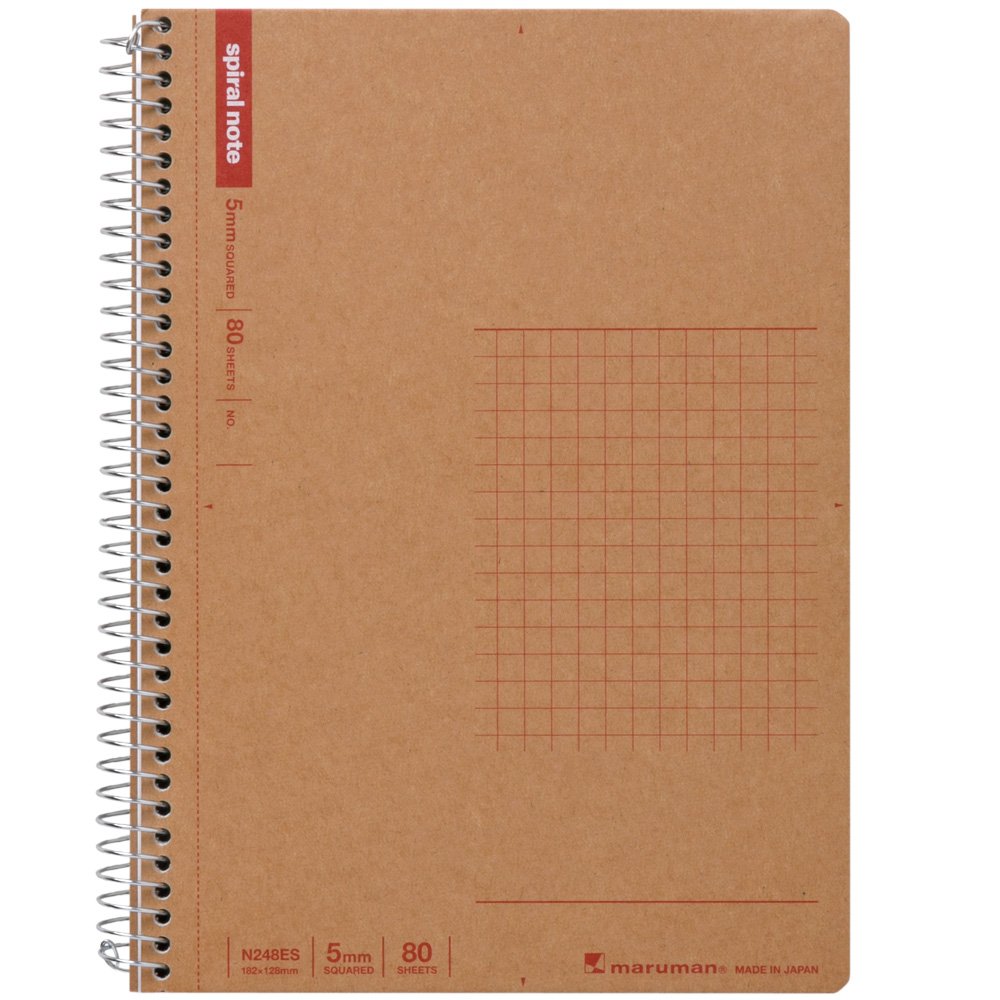 Maruman N248ES Notebook, Ring Notebook, 0.2 inch (5 mm), Square Ruled, Basic, B6, 80 Sheets, Set of 5