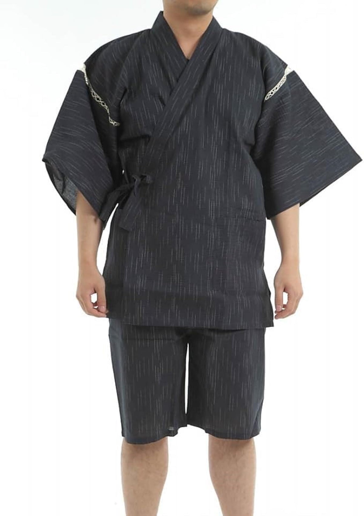 Edoten Men's Japan Kimono Jimbei SIJIRAORI 100% Cotton 703B XXL