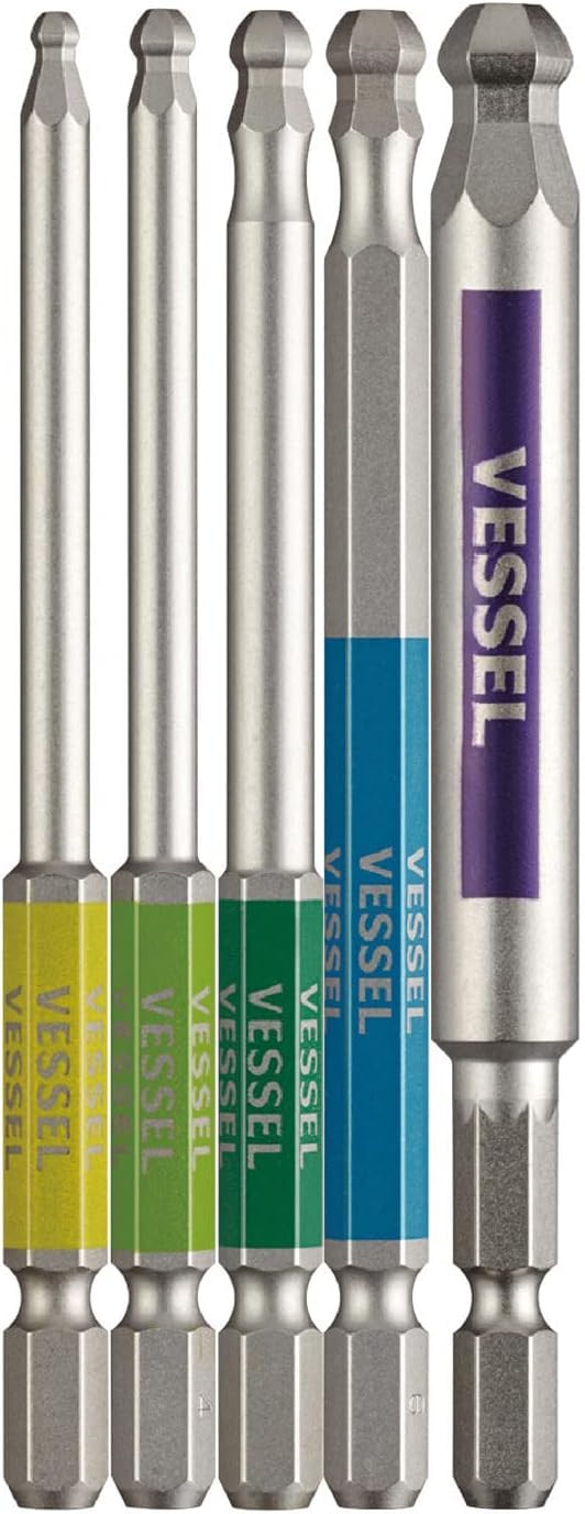 Vessel GS5P-35 Single Head Ball Point Rigid Bit Set of 5, Opposite Side 3/4/5/6/8x100