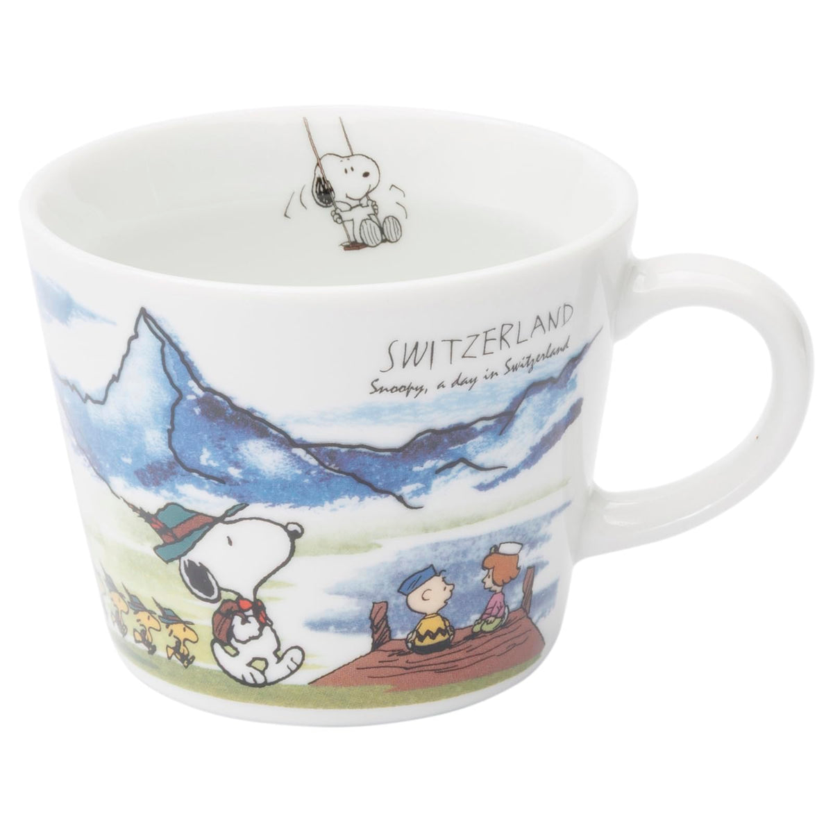 Peanuts 889332 Snoopy World Travel Switzerland Mug, Cup, Diameter Approx. 3.9 x Height 3.1 inches (10 x 8 cm), Capacity: Approx. 11.5 fl oz (340 ml), Microwave and Dishwasher Safe, Made in Japan