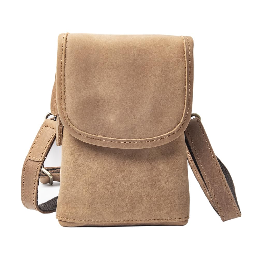 Men's Shoulder Waist Pouch, Multi-functional, Belt Pouch, Thick Cowhide Leather, Handmade, Nume Leather, Smartphone Storage, Waist, Casual, Compact, Outdoor Leather, Cowhide Genuine Leather, Brown