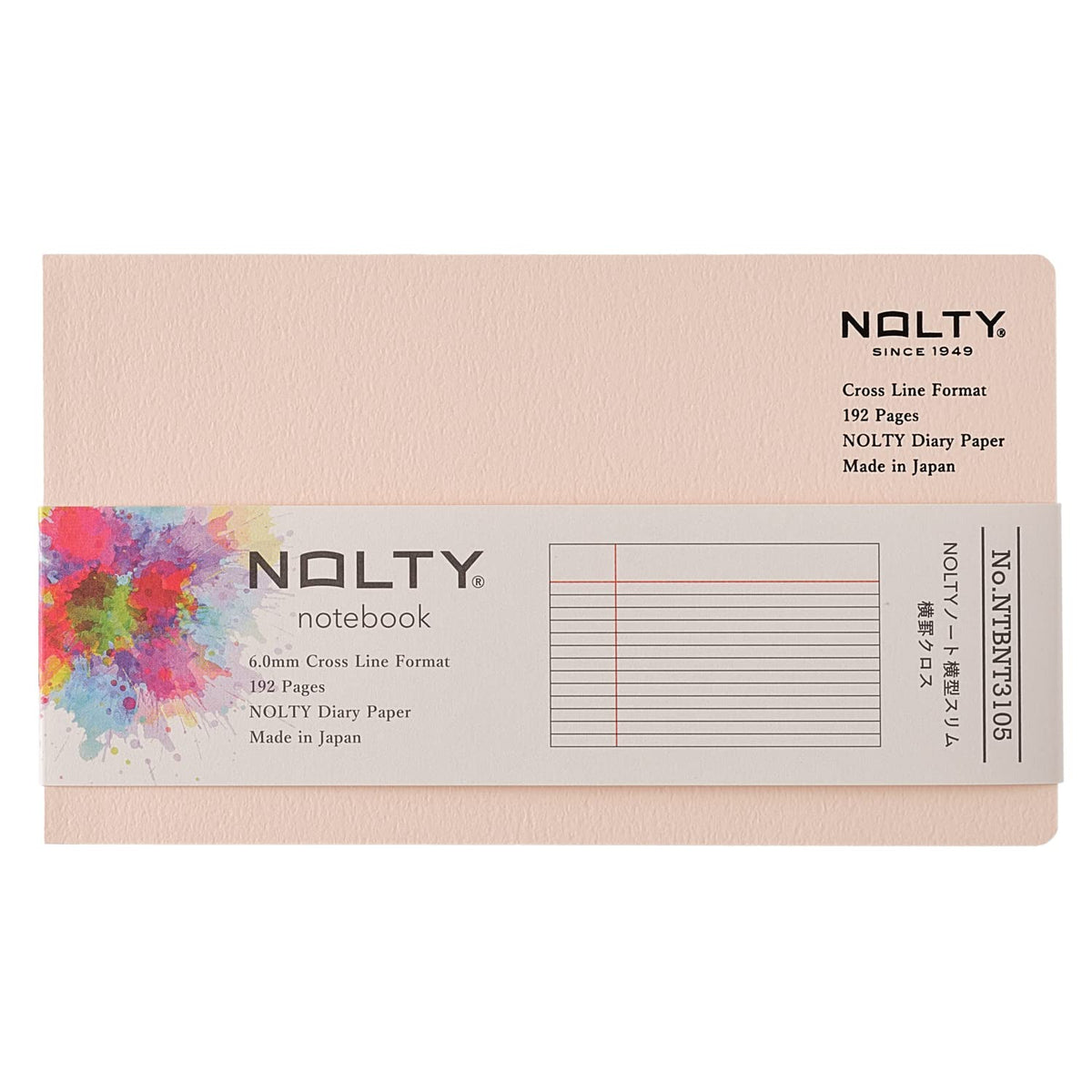 NOLTY NTBNT3105 Notebook, Slim, Horizontal Ruled Cloth, Pink