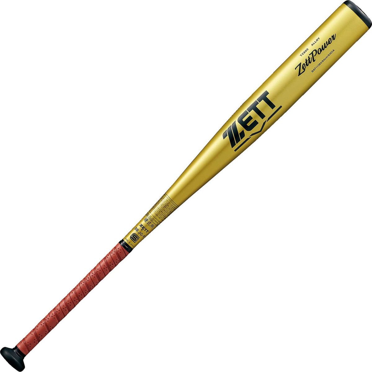 Zett BAT11384 Hard Baseball Bat, Zet Power, Metal (Super Duralumin (TZ800), 33.1 inches (84 cm), 31.2 oz (900 g), Yellow Gold (5301), Made in Japan