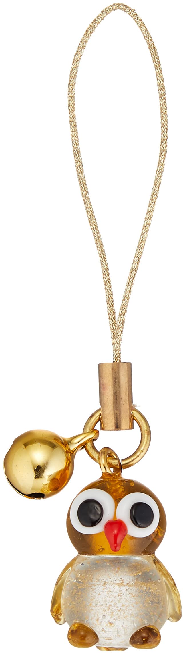 Cute 根付 Strap Handmade Glass Crafted Gold Owl cyk440