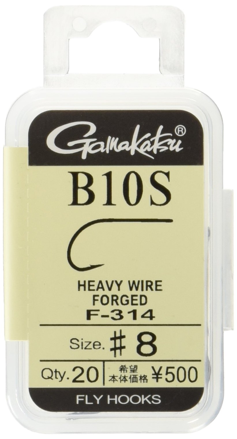 Gamakatsu F314 12882 Fly Hooks, B10S, No. 8, 20 Pieces, NS Black