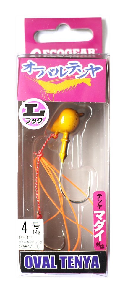 Ecogear T11 Oval Tenya L Hook, No. 4, Real Hoya Orange