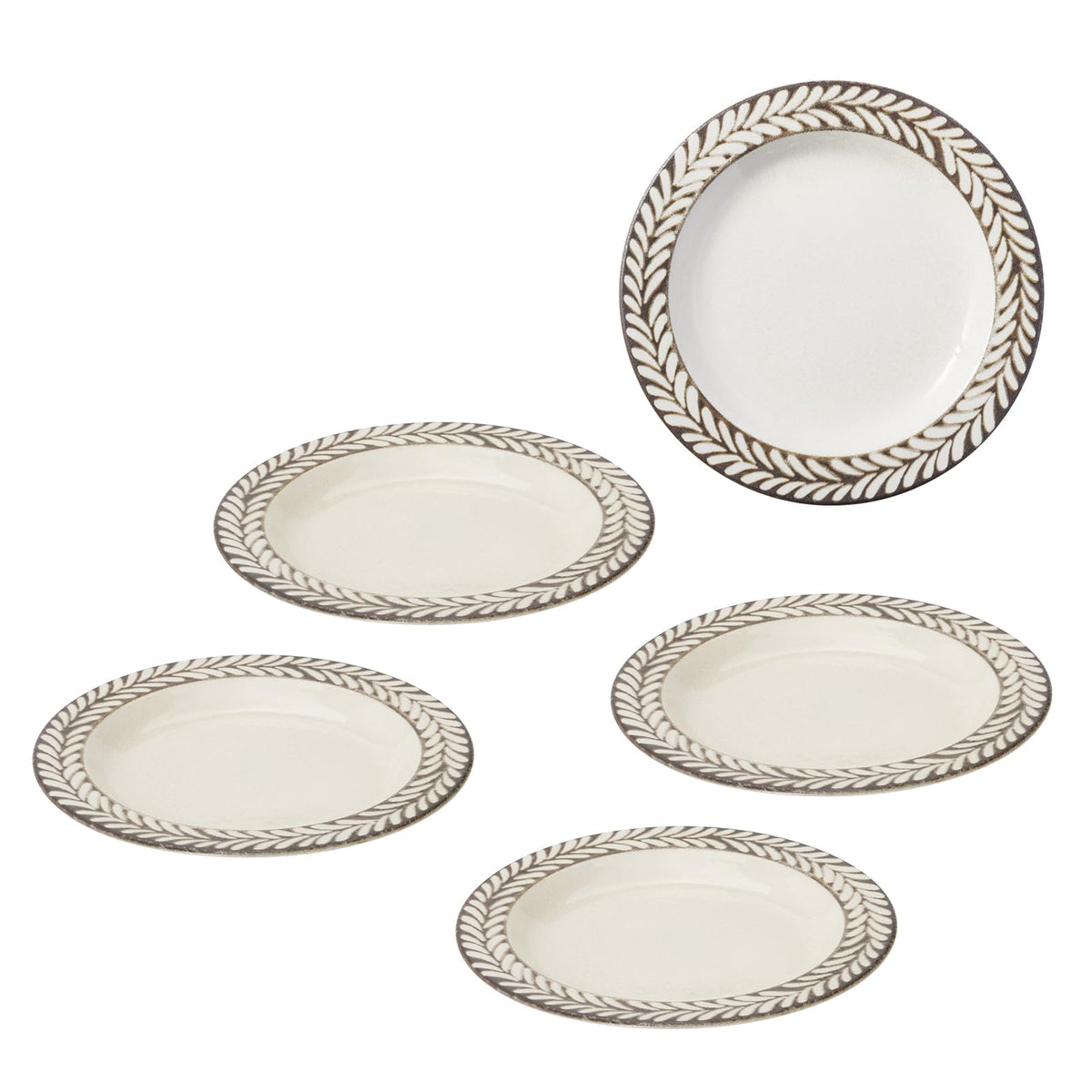 一久(Ichikyu) Mino Ware 506-01 Dish Serving Plate, Set of 5, Diameter Approx. 6.3 inches (16 cm), Microwave and Dishwasher Safe, Tableware, Brow Ivory, Made in Japan