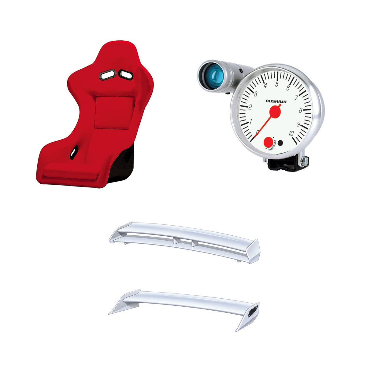Aoshima The Tuned Parts Wing & Custom Parts Set, 1/24 Scale Plastic Model
