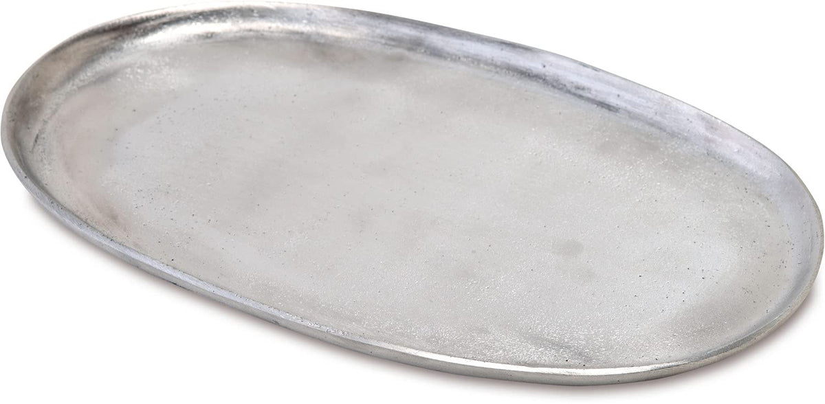 Posh Living 63637 Oval Plate, Silver, W 10.2 x D 6.1 x H 0.4 inches (26 x 15.5 x 1 cm)