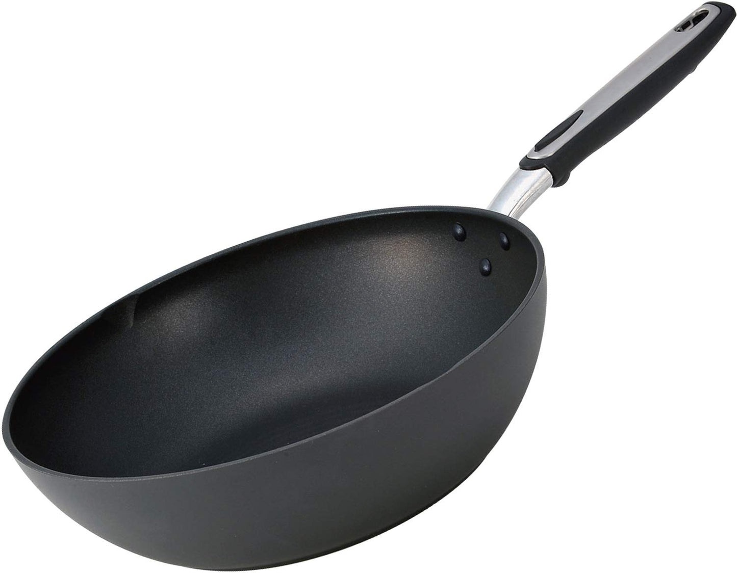Hokuriku Aluminum Frying Pot, 11.8 inches (30 cm), Induction Compatible, Lightweight, Induction Belsage, Teflon Treatment, Made in Japan
