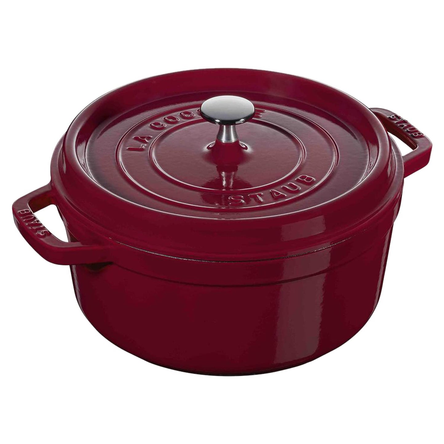 Staub Two-Handled Pot, Picot Cocotte, Round, 7.1 inches (18 cm), Oven Safe, Bordeaux