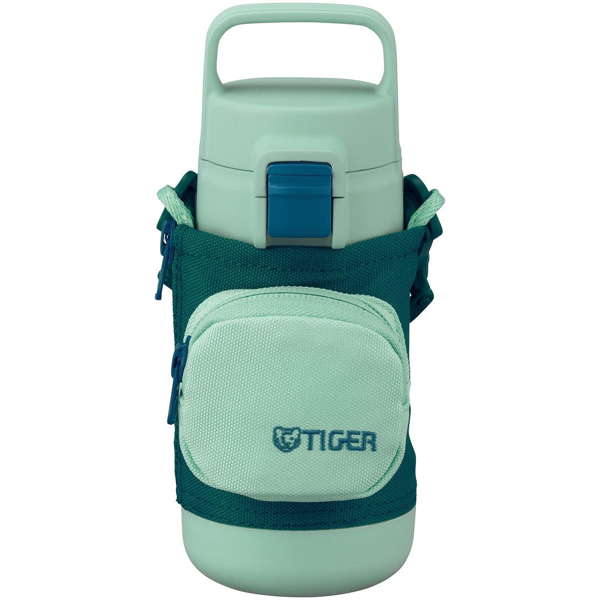 TIGER MTA-A035GM Tiger Water Bottle, Dishwasher Safe, 11.8 fl oz (350 ml), Empty Handle, Multi-Pocket Bottle, For Girls, Boys, One Touch, Easy to Clean, Wide Mouth, Includes Handle, Sustainable,
