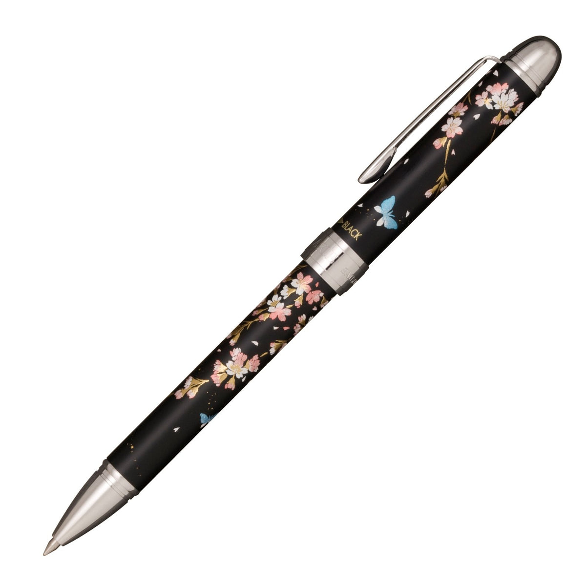 Sailor 16-0344-220 Multi-functional Fountain Pen, 2 Colors + Sharp, Yumi Maki-e, Weeping Cherry Blossoms, Black