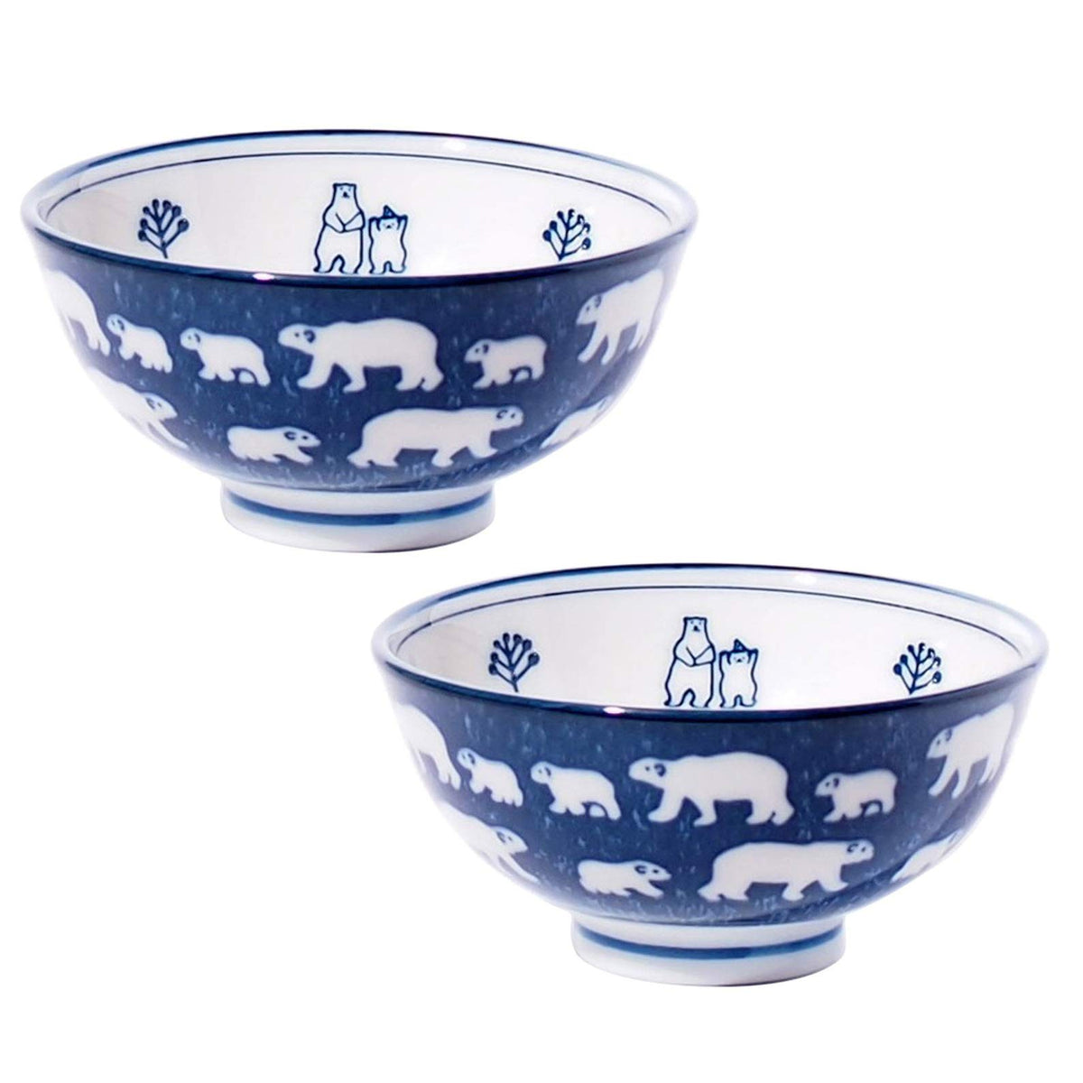 Minorutouki Polar bear Lightweight Rice Bowl Navy Set of 2 φ4.6×H2.4in 6.52oz Made in Japan