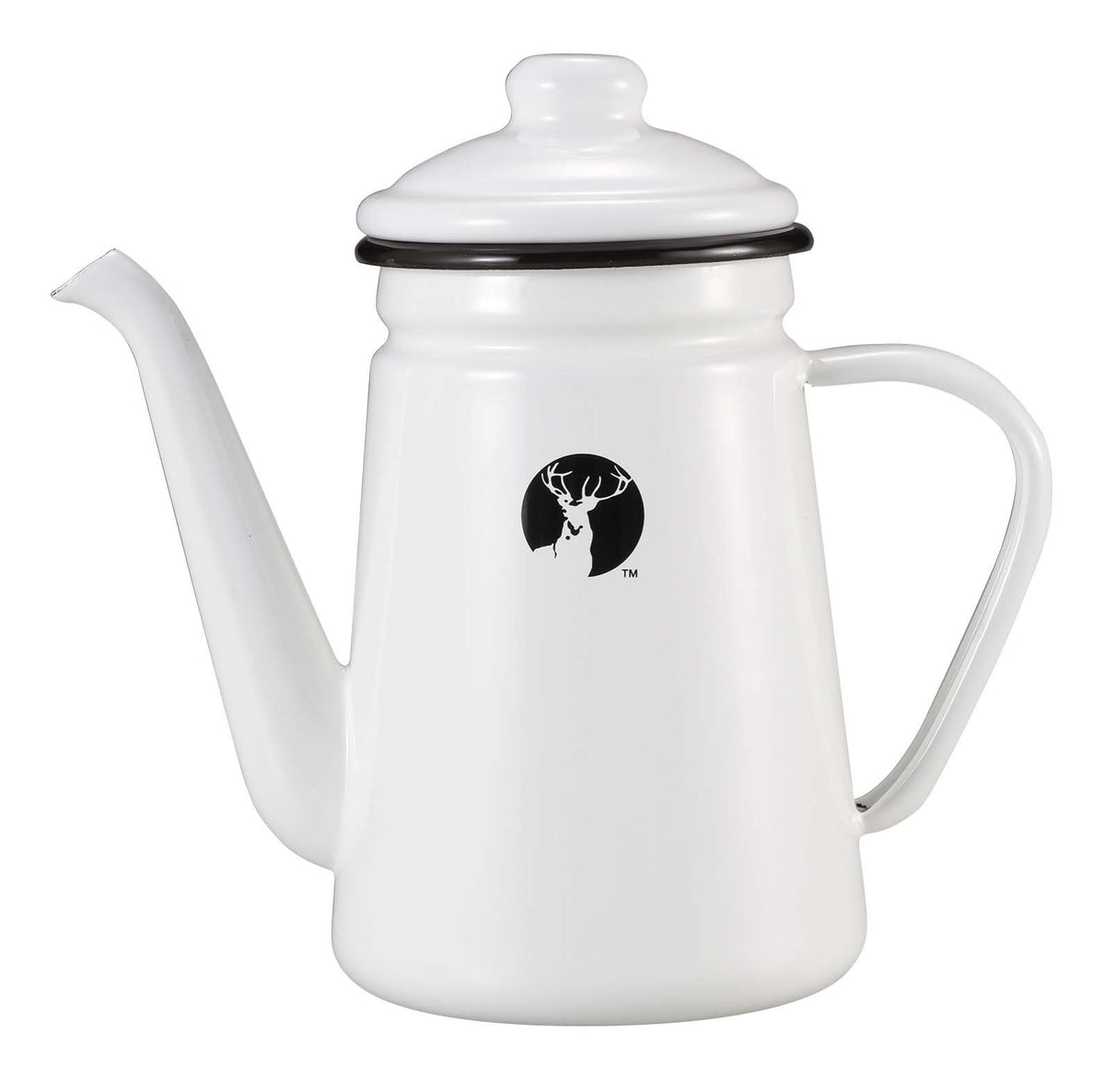 Captain Stag UH-524 Enameled Coffee Pot, 0.4 fl oz (1.1 L), White