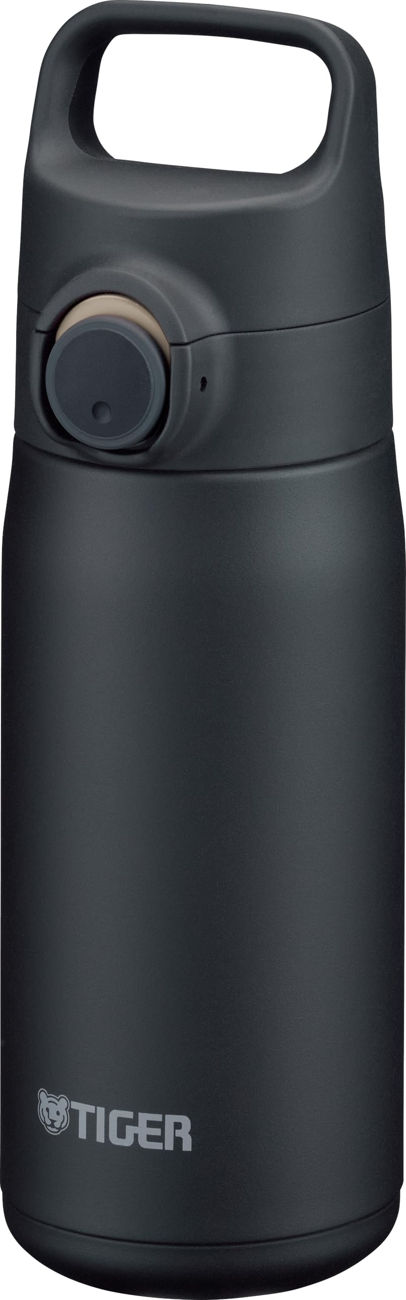 TIGER Water Bottle 16.9 oz (500ml), Ultra-Light Vacuum Insulated Travel Mug with Slanted Handle, One-Push Leak-Proof Lid, 18/8 Stainless Steel, MTA-J050KZ, Stone Black