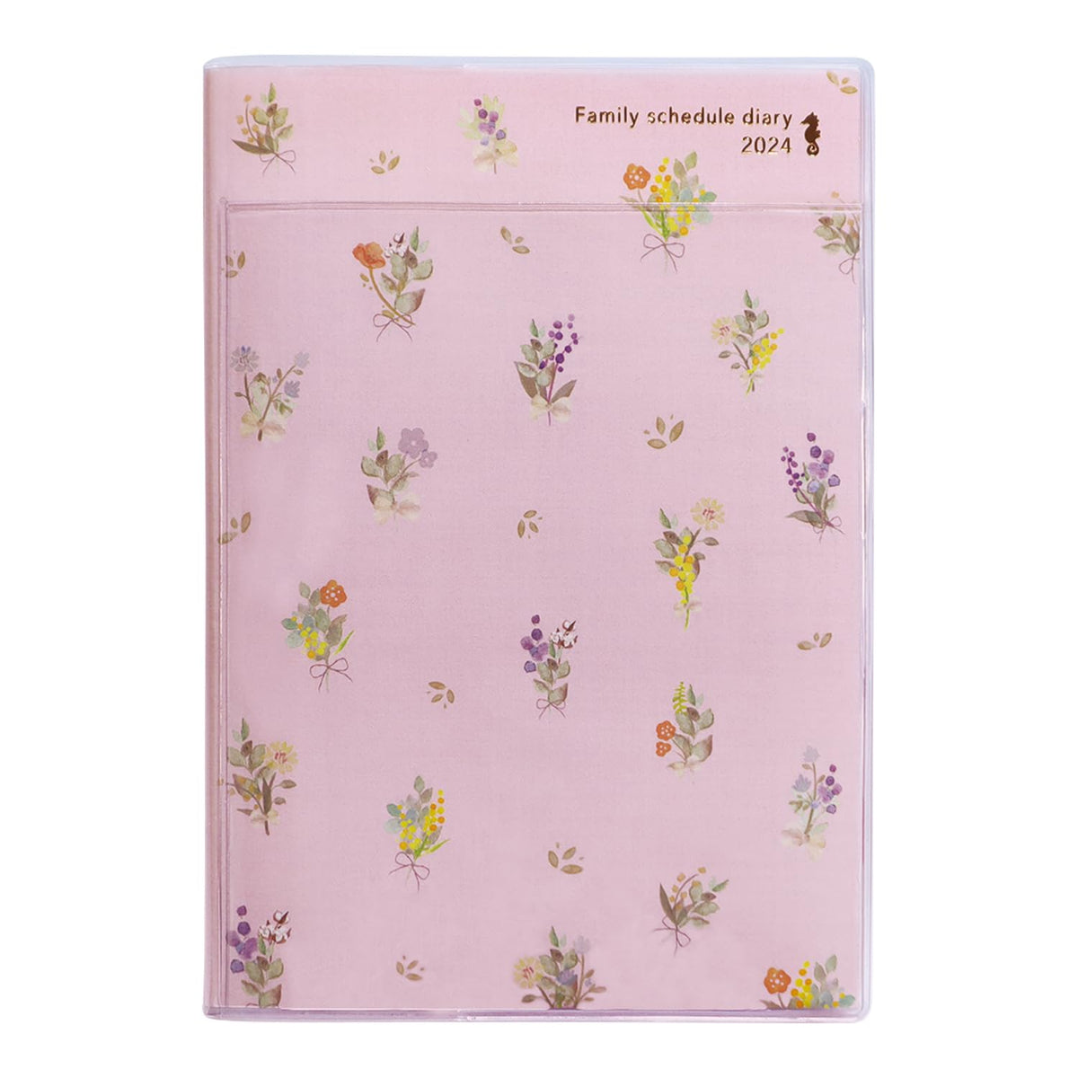 Kutsuwa 091SHA Family Notebook, 2024, B6, Monthly Bouquet, Pink, Begins December 2023