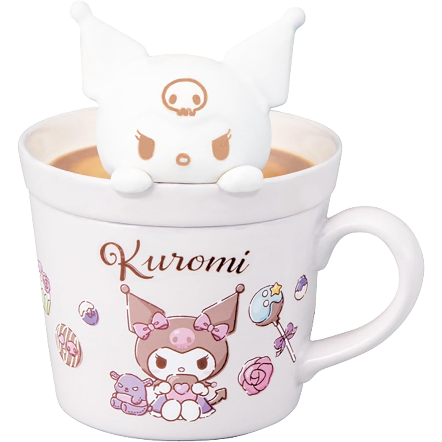 サンアート Sanrio SAN4551-4 Latte Art Kuromi 3D Mug with Lid, Approx. 8.1 fl oz (230 ml), Approx. 4.7 x 5.1 inches (12 x 13 cm), Characters Tableware, Goods, Miscellaneous Goods, Purple